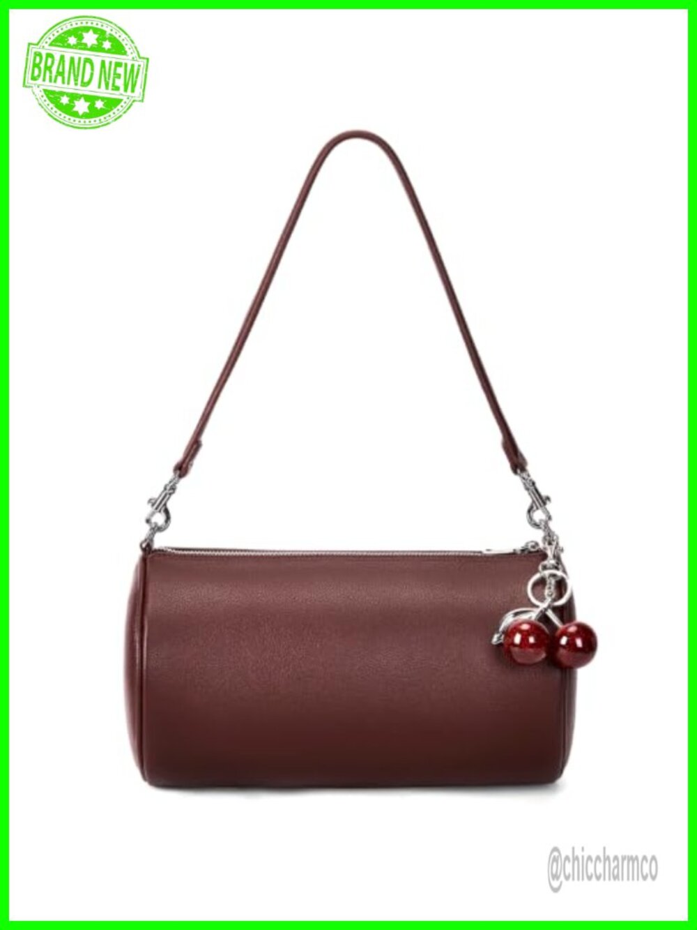PU Leather Barrel Shoulder Bag Crossbody with Detachable Straps